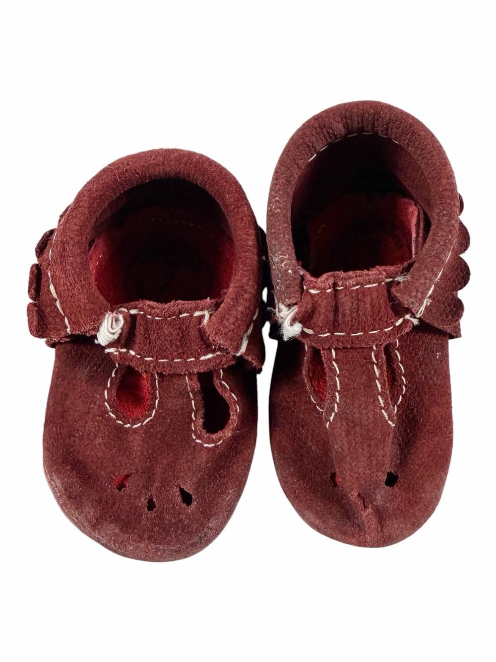 Freshly Picked Oxblood Leather T-Strap Soft Sole Baby Shoes Moccasins Size 2